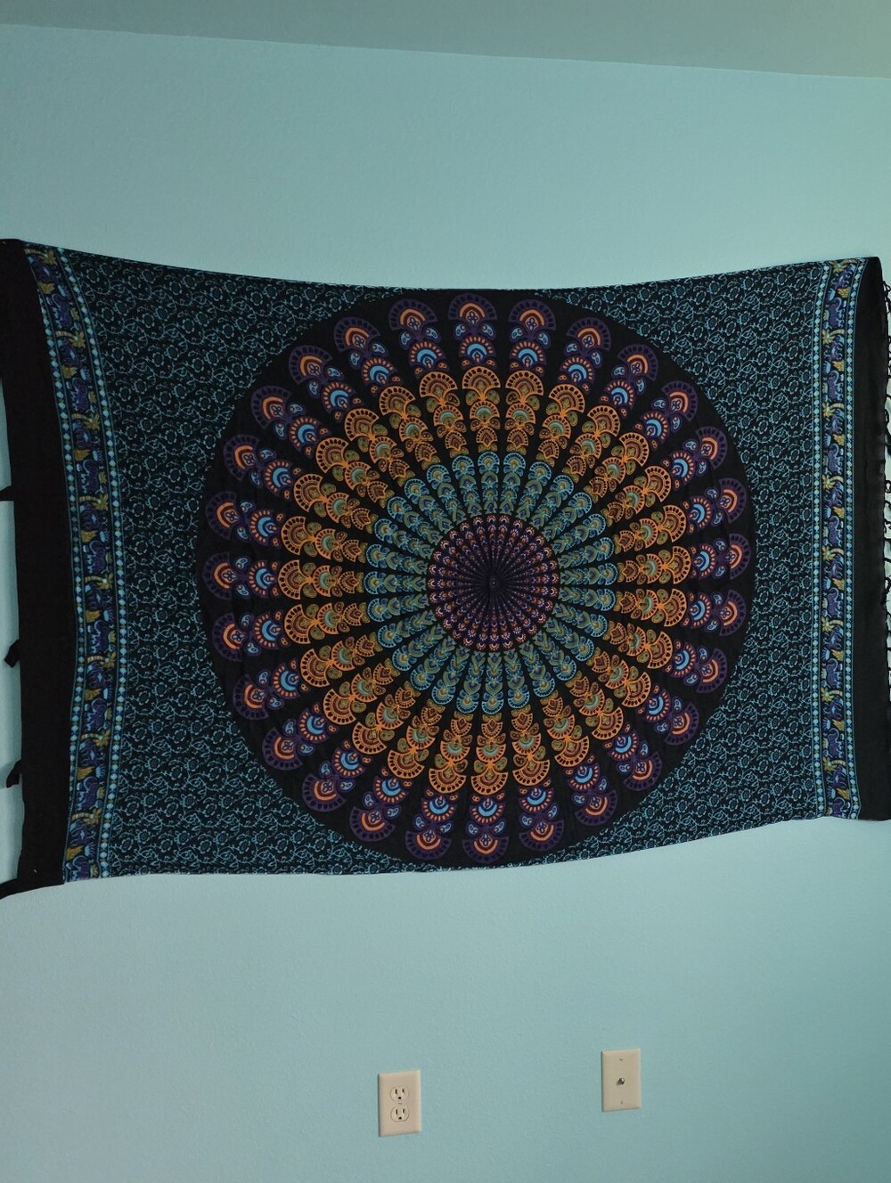 Bohemian Mandala Wall Tapestry - Blue and Orange